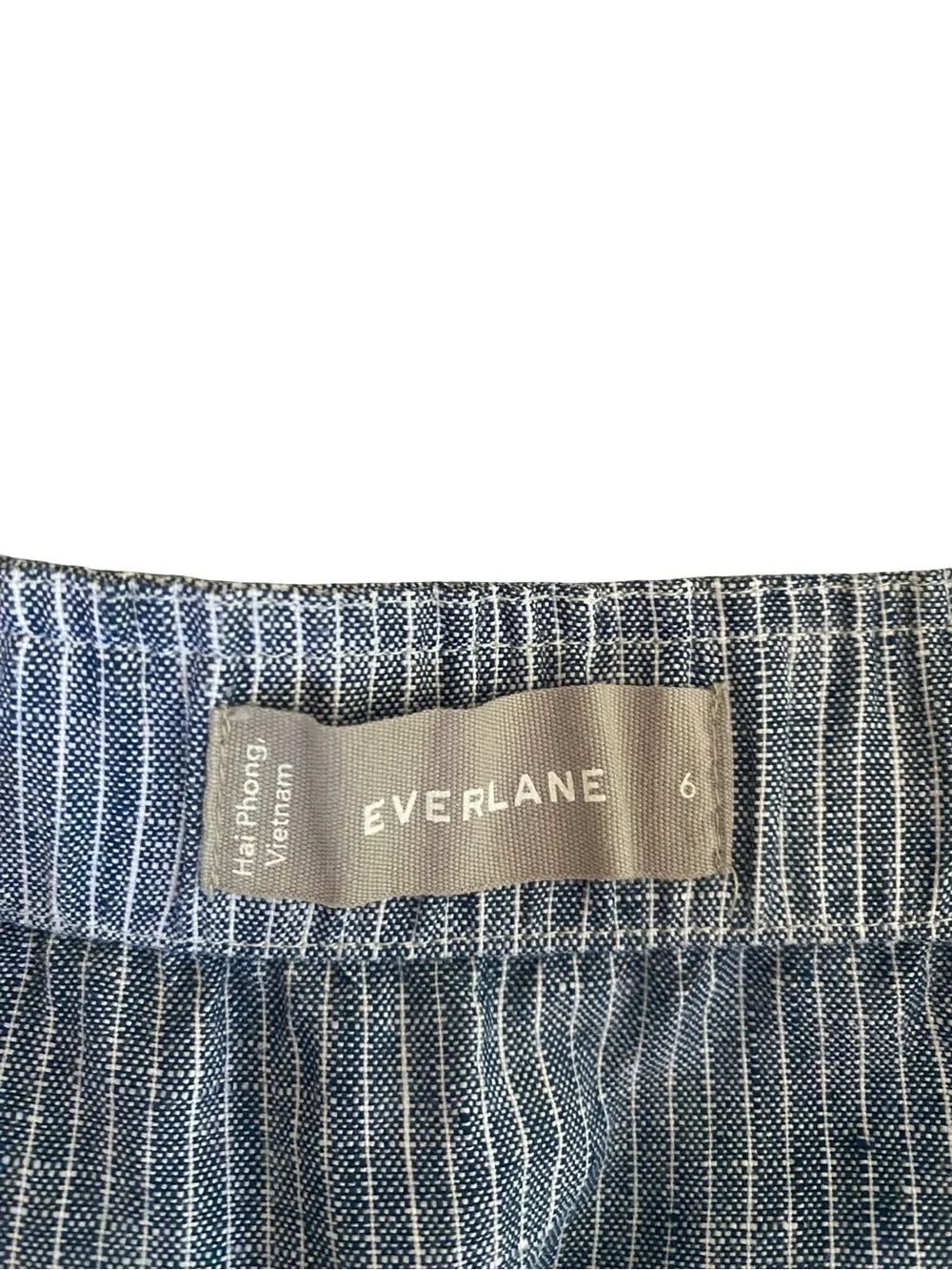 Everlane Linen Jumpsuit Blue and White Stripes with Button front - Size 6